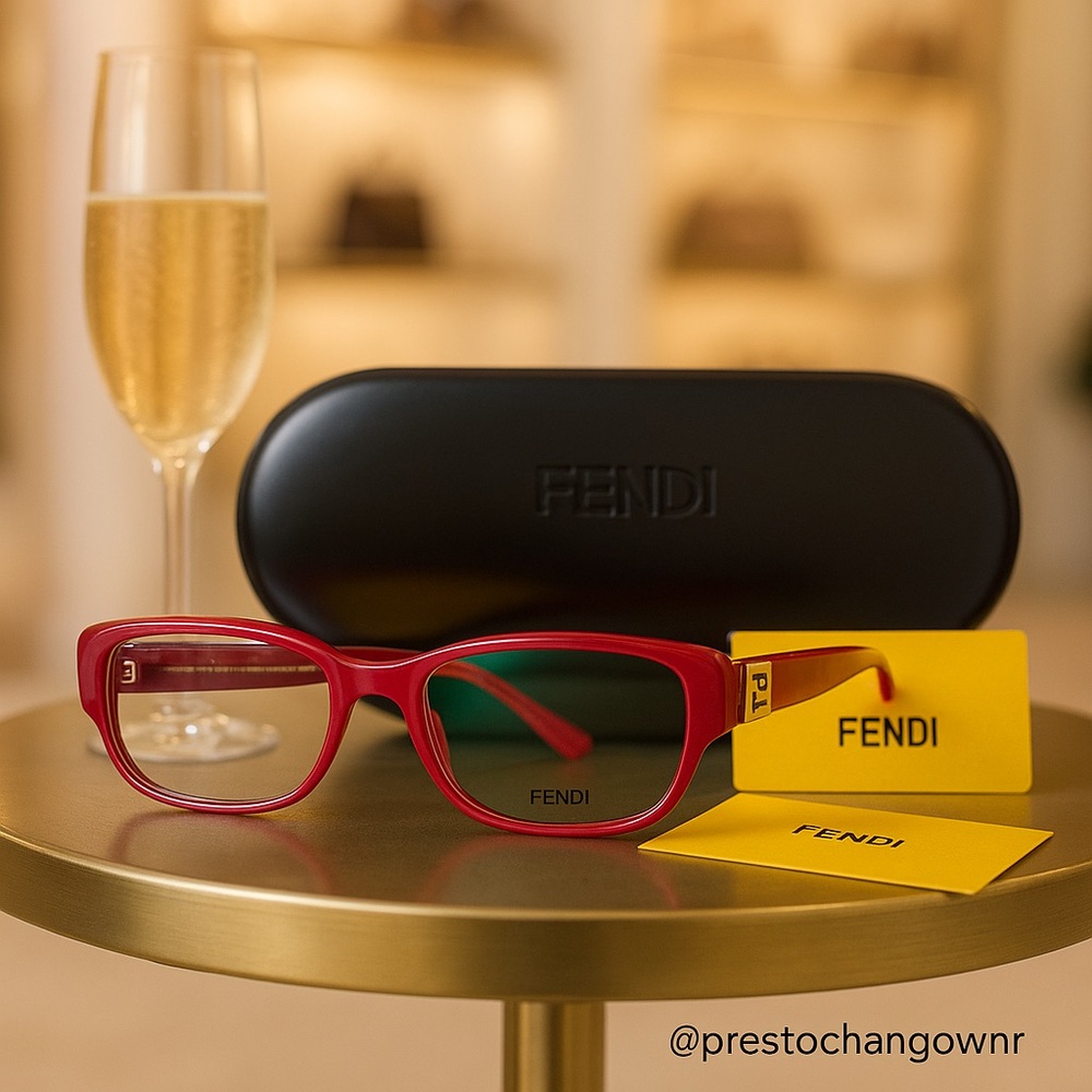 🕶️ Fendi Vibrant Red Logo Glasses | Full Set w/ Case & Auth Card 🫶🏻